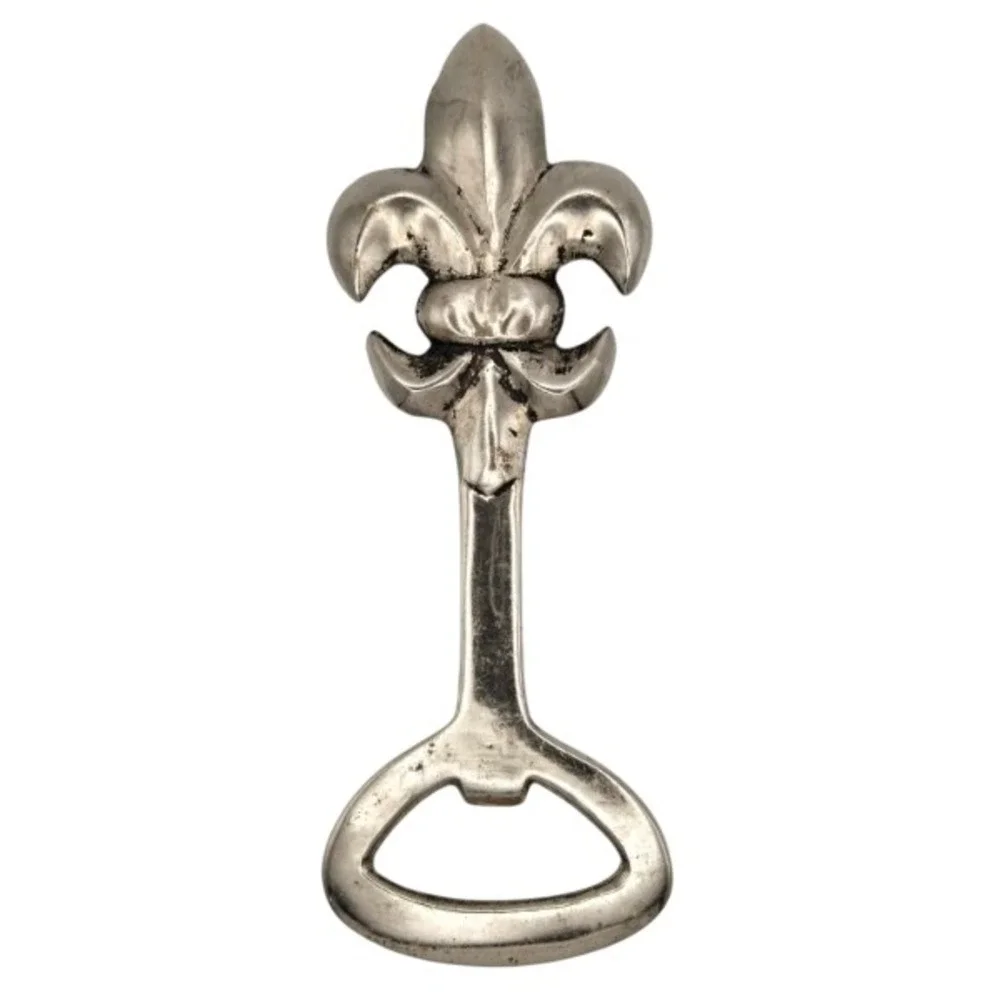Fleur De Lis Bottle Opener Silver Tone Metal Barware Kitchen Tool‎ Drinkware